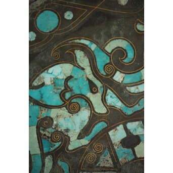 倣 戦国 青銅器 トルコ石金銀象嵌 銅錯金松石珍獣紋古鏡/銅鏡　M328 