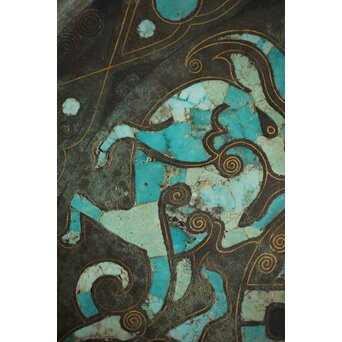 倣 戦国 青銅器 トルコ石金銀象嵌 銅錯金松石珍獣紋古鏡/銅鏡　M328 