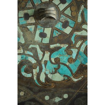 倣 戦国 青銅器 トルコ石金銀象嵌 銅錯金松石珍獣紋古鏡/銅鏡　M328 