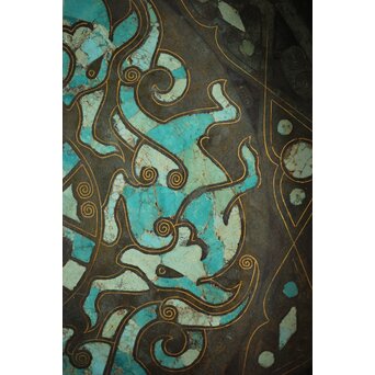 倣 戦国 青銅器 トルコ石金銀象嵌 銅錯金松石珍獣紋古鏡/銅鏡　M328 