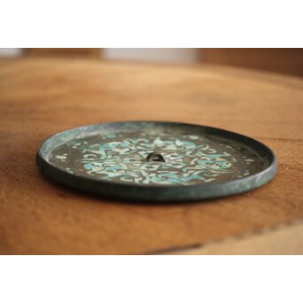 倣 戦国 青銅器 トルコ石金銀象嵌 銅錯金松石珍獣紋古鏡/銅鏡　M328 