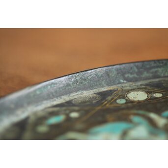 倣 戦国 青銅器 トルコ石金銀象嵌 銅錯金松石珍獣紋古鏡/銅鏡　M328 