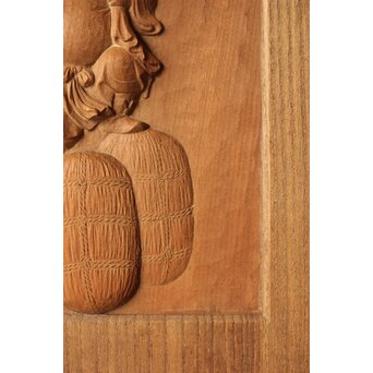 村山琴泉 木彫雲板 大黒天尊像 額　X369 