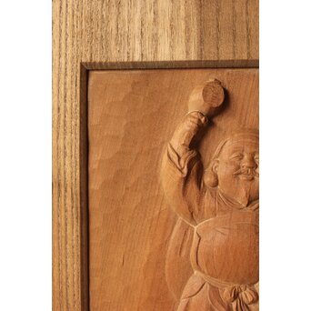 村山琴泉 木彫雲板 大黒天尊像 額　X369 