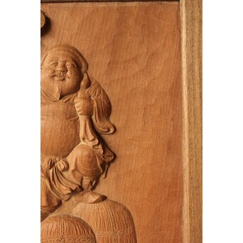 村山琴泉 木彫雲板 大黒天尊像 額　X369 