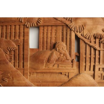 今井徳造 井波彫刻欄間 新春新雪唐子図 2枚1組　R0235 