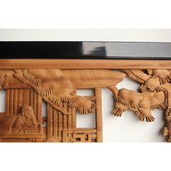 今井徳造 井波彫刻欄間 新春新雪唐子図 2枚1組　R0235 