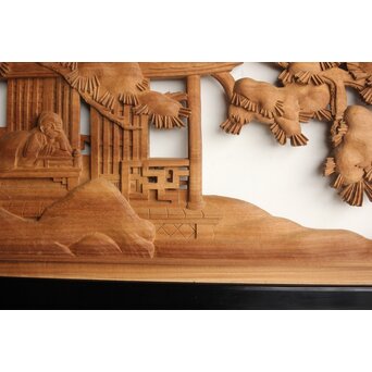 今井徳造 井波彫刻欄間 新春新雪唐子図 2枚1組　R0235 