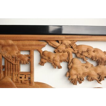 今井徳造 井波彫刻欄間 新春新雪唐子図 2枚1組　R0235 