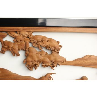 今井徳造 井波彫刻欄間 新春新雪唐子図 2枚1組　R0235 