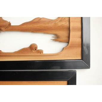 今井徳造 井波彫刻欄間 新春新雪唐子図 2枚1組　R0235 