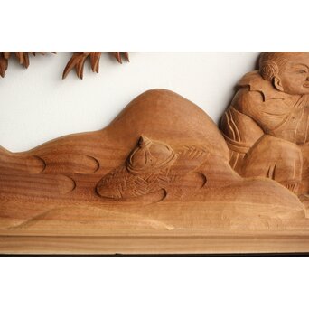 今井徳造 井波彫刻欄間 新春新雪唐子図 2枚1組　R0235 