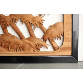 今井徳造 井波彫刻欄間 新春新雪唐子図 2枚1組　R0235 