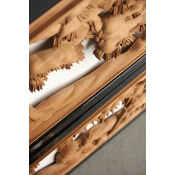 今井徳造 井波彫刻欄間 新春新雪唐子図 2枚1組　R0235 