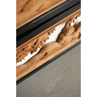 今井徳造 井波彫刻欄間 新春新雪唐子図 2枚1組　R0235 