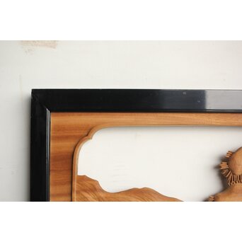 今井徳造 井波彫刻欄間 新春新雪唐子図 2枚1組　R0235 