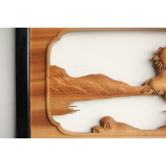 今井徳造 井波彫刻欄間 新春新雪唐子図 2枚1組　R0235 