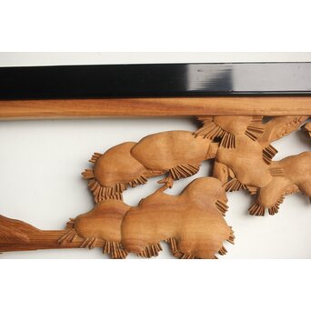 今井徳造 井波彫刻欄間 新春新雪唐子図 2枚1組　R0235 