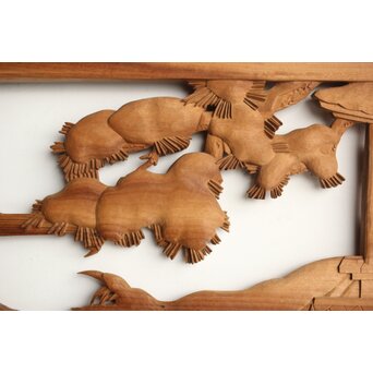 今井徳造 井波彫刻欄間 新春新雪唐子図 2枚1組　R0235 