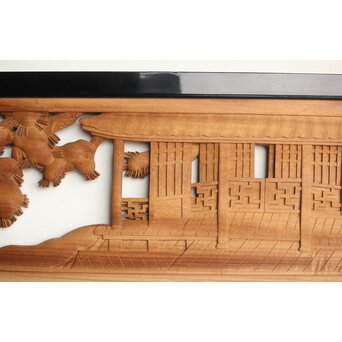 今井徳造 井波彫刻欄間 新春新雪唐子図 2枚1組　R0235 