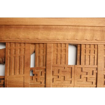 今井徳造 井波彫刻欄間 新春新雪唐子図 2枚1組　R0235 