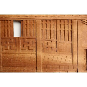 今井徳造 井波彫刻欄間 新春新雪唐子図 2枚1組　R0235 