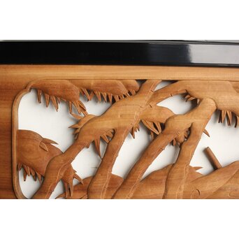 今井徳造 井波彫刻欄間 新春新雪唐子図 2枚1組　R0235 