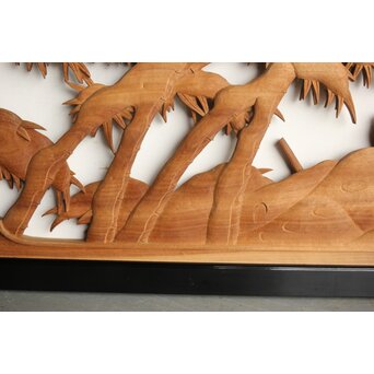 今井徳造 井波彫刻欄間 新春新雪唐子図 2枚1組　R0235 