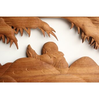 今井徳造 井波彫刻欄間 新春新雪唐子図 2枚1組　R0235 