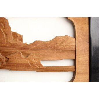 今井徳造 井波彫刻欄間 新春新雪唐子図 2枚1組　R0235 