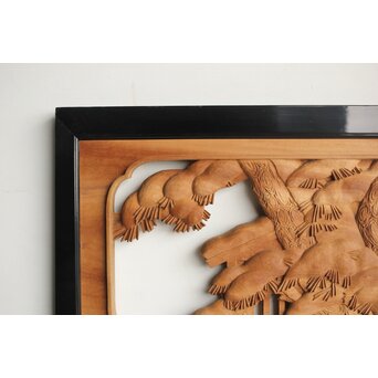 今井徳造 井波彫刻欄間 新春新雪唐子図 2枚1組　R0235 