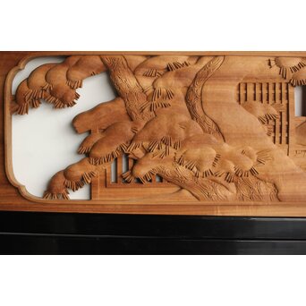 今井徳造 井波彫刻欄間 新春新雪唐子図 2枚1組　R0235 