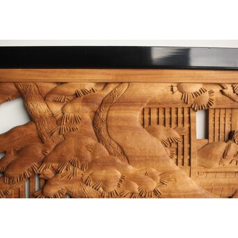 今井徳造 井波彫刻欄間 新春新雪唐子図 2枚1組　R0235 