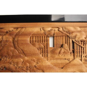 今井徳造 井波彫刻欄間 新春新雪唐子図 2枚1組　R0235 