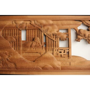 今井徳造 井波彫刻欄間 新春新雪唐子図 2枚1組　R0235 