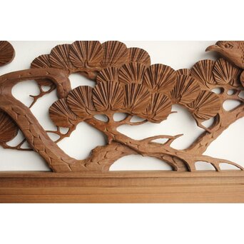 井波系か 鷹松木彫欄間 2枚1組　R0239 