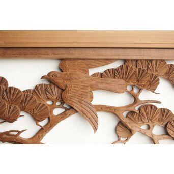 井波系か 鷹松木彫欄間 2枚1組　R0239 