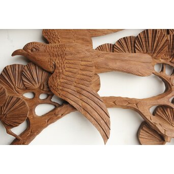 井波系か 鷹松木彫欄間 2枚1組　R0239 