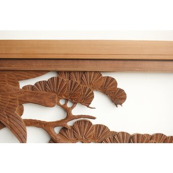 井波系か 鷹松木彫欄間 2枚1組　R0239 