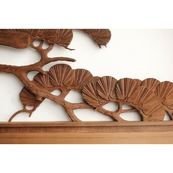 井波系か 鷹松木彫欄間 2枚1組　R0239 