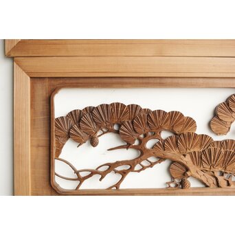 井波系か 鷹松木彫欄間 2枚1組　R0239 