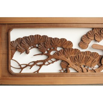 井波系か 鷹松木彫欄間 2枚1組　R0239 