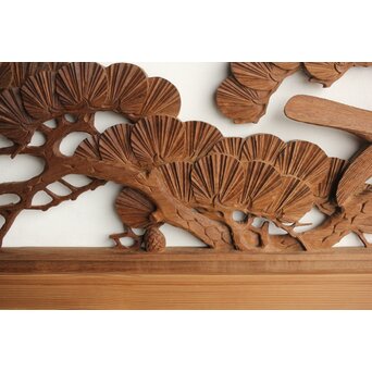 井波系か 鷹松木彫欄間 2枚1組　R0239 