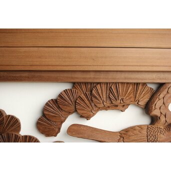 井波系か 鷹松木彫欄間 2枚1組　R0239 