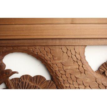 井波系か 鷹松木彫欄間 2枚1組　R0239 