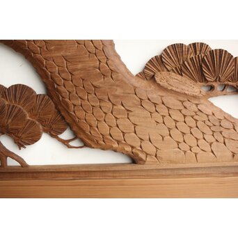 井波系か 鷹松木彫欄間 2枚1組　R0239 