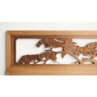 井波系か 鷹松木彫欄間 2枚1組　R0239 