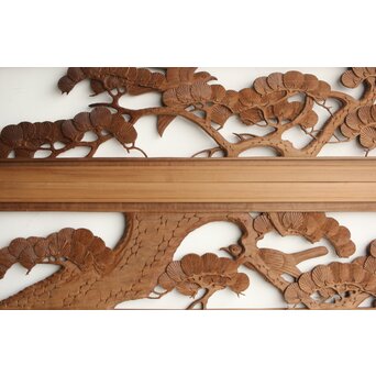 井波系か 鷹松木彫欄間 2枚1組　R0239 