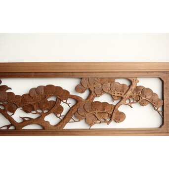 井波系か 鷹松木彫欄間 2枚1組　R0239 