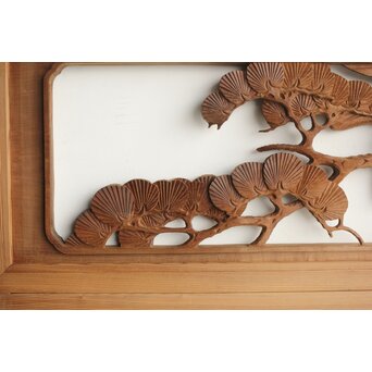 井波系か 鷹松木彫欄間 2枚1組　R0239 